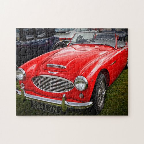 Red Austin Healey 3000 classic sports car Jigsaw Puzzle