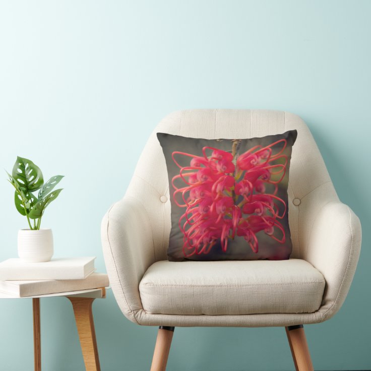 Red Australian Native Grevillea Flower Throw Pillow Zazzle