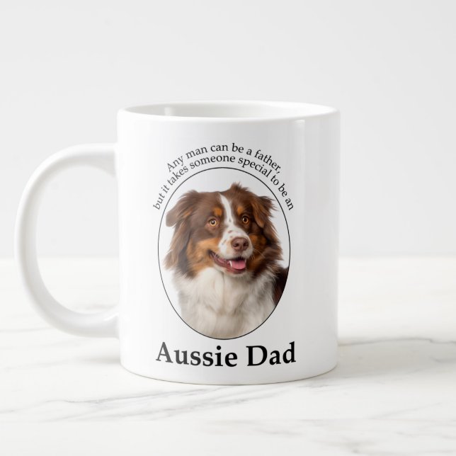 Red Australian Shepherd Dad Giant Coffee Mug (Left)