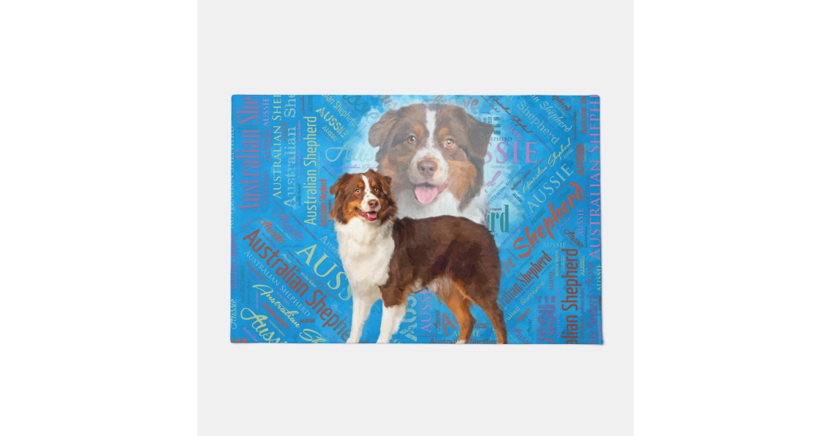 Red Australian Shepherd dogs Aussie Doormat Zazzle