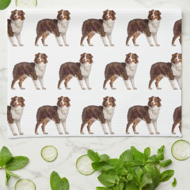 Red Australian Shepherd Kitchen Towel (Folded)