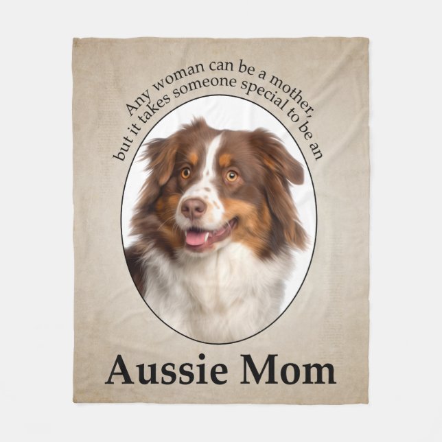 Red Australian Shepherd Mom Fleece Blanket (Front)