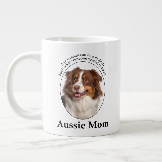 Red Australian Shepherd Mom Giant Coffee Mug (Left)
