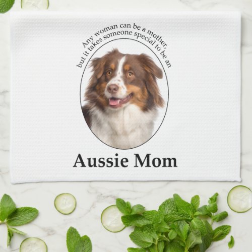 Red Australian Shepherd Mom Kitchen Towel
