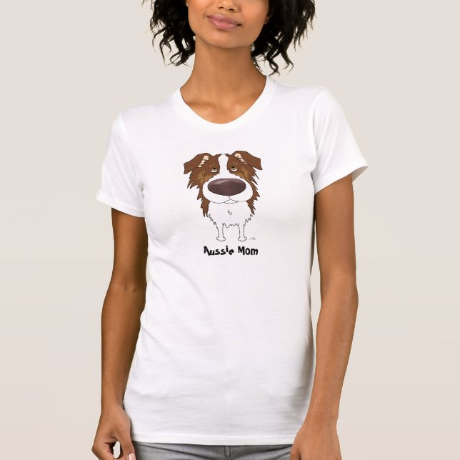 Red Australian Shepherd Mom T-Shirt (Front)