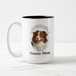 Red Australian Shepherd Mom Two-Tone Coffee Mug