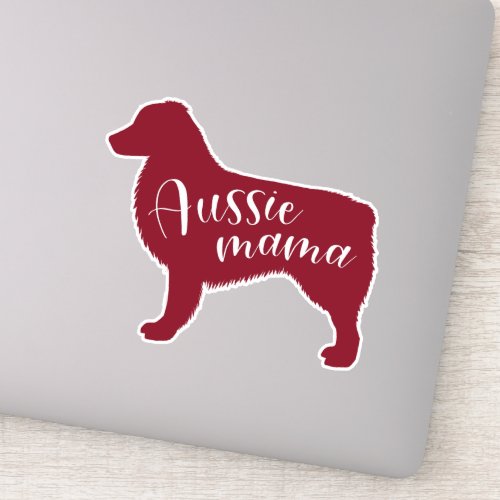 Red Australian Shepherd Silhouette Aussie Mama Sticker