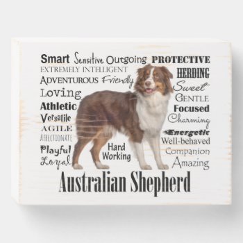 Red Australian Shepherd Traits Wooden Box Sign by ForLoveofDogs at Zazzle