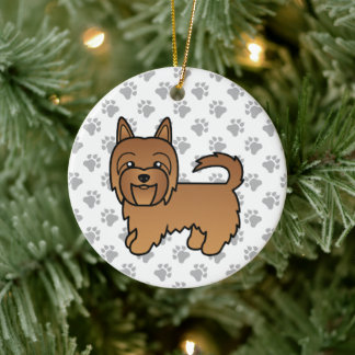 Red Australian Terrier Cute Cartoon Dog Ceramic Ornament