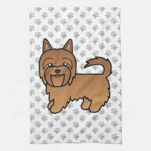 Red Australian Terrier Cute Cartoon Dog Kitchen Towel