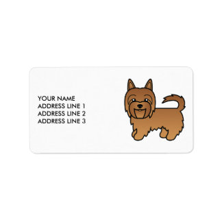 Red Australian Terrier Cute Cartoon Dog Label