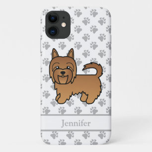 Red Australian Terrier Cute Cartoon Dog & Name iPhone 11 Case
