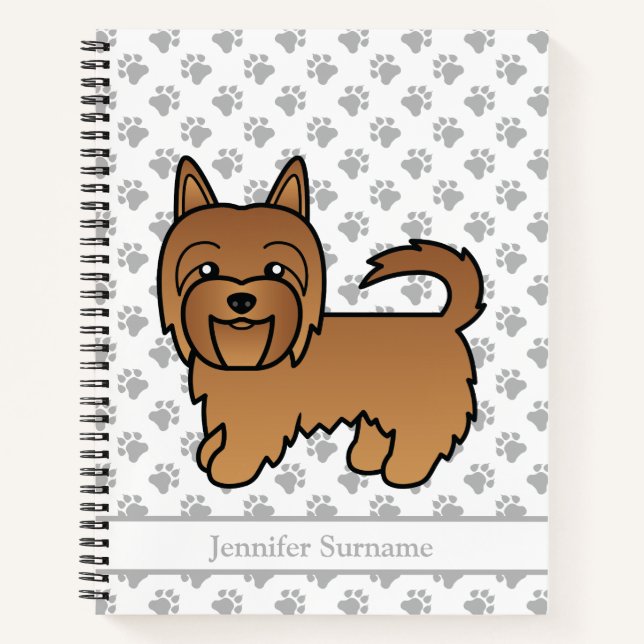 Red Australian Terrier Cute Cartoon Dog Notebook (Front)