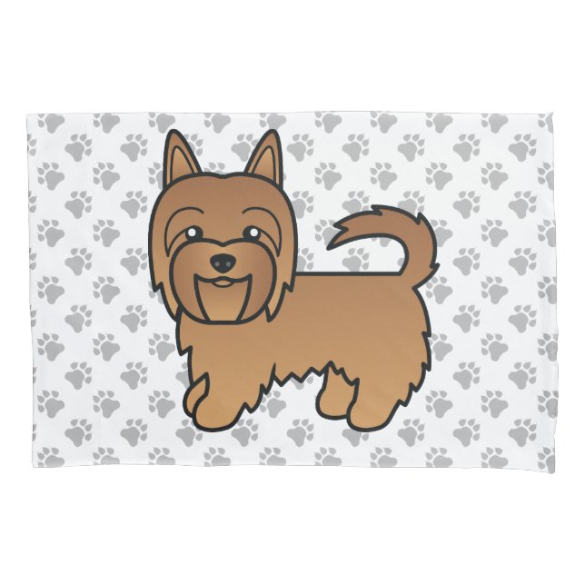 Red Australian Terrier Cute Cartoon Dog Pillow Case (Front)