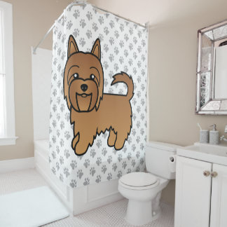 Red Australian Terrier Cute Cartoon Dog Shower Curtain