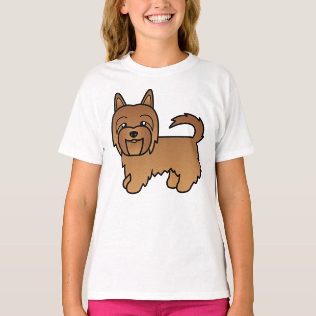 Red Australian Terrier Cute Cartoon Dog T-Shirt (Front)