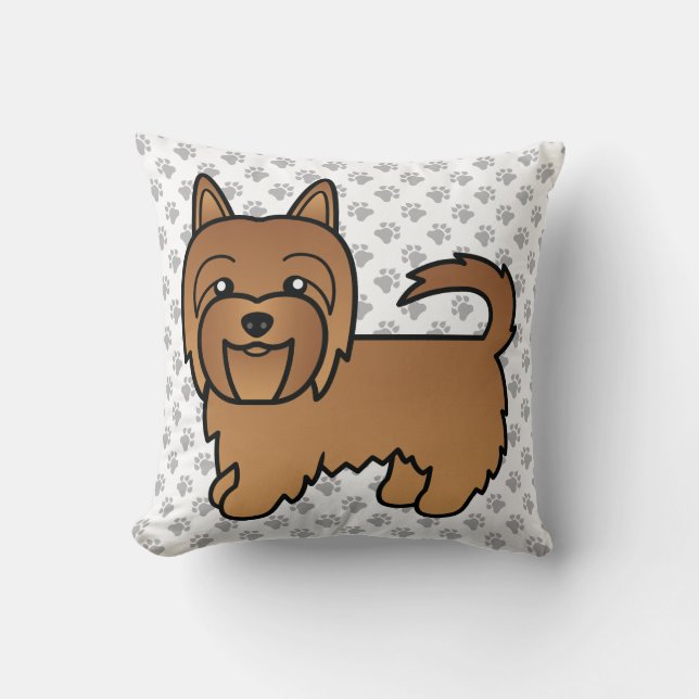 Red Australian Terrier Cute Cartoon Dog Throw Pillow (Front)
