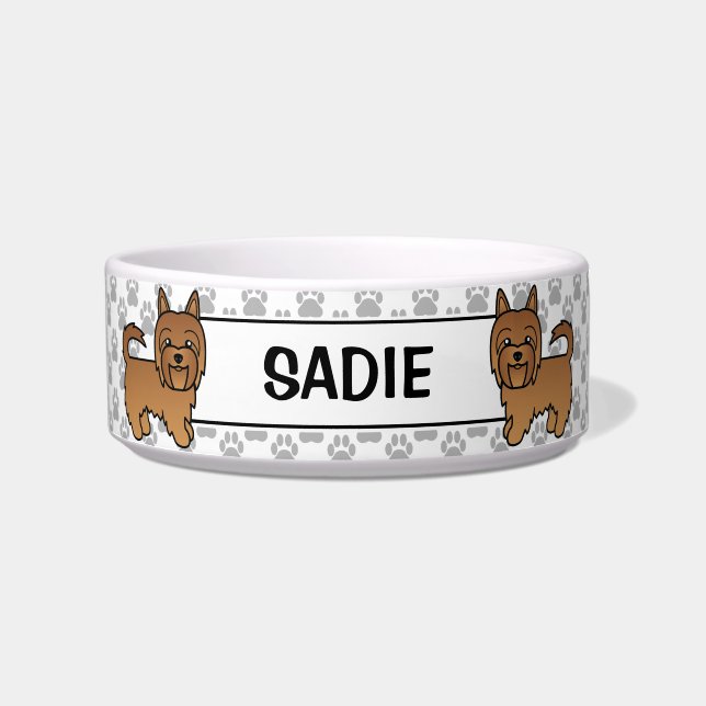Red Australian Terrier Cute Dogs & Name Bowl (Front)