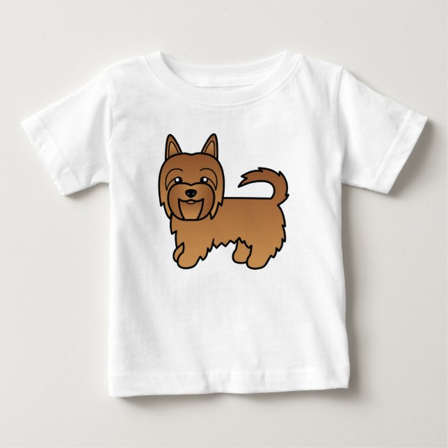 Red Australian Terrier Dog Cartoon Drawing Baby T-Shirt (Front)