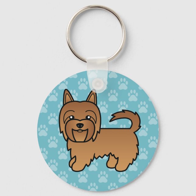 Red Australian Terrier Dog Cartoon Illustration Keychain (Front)