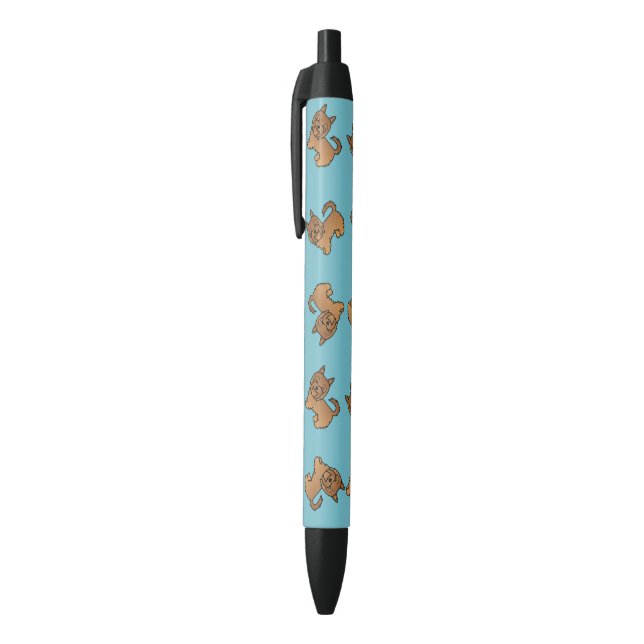 Red Australian Terrier Dog Cartoon Pattern On Blue Pen (Top (Vertical))