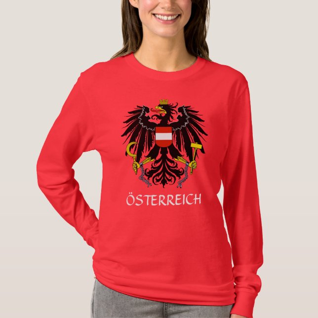RED Austria Arms "Österreich" Long Sleeve T-Shirt (Front)