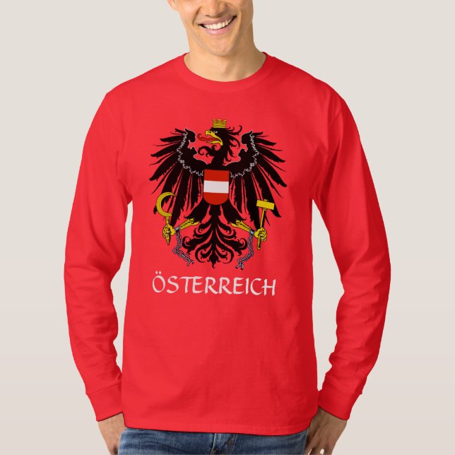 RED Austria Arms "Österreich" Long Sleeve T-Shirt  (Front)