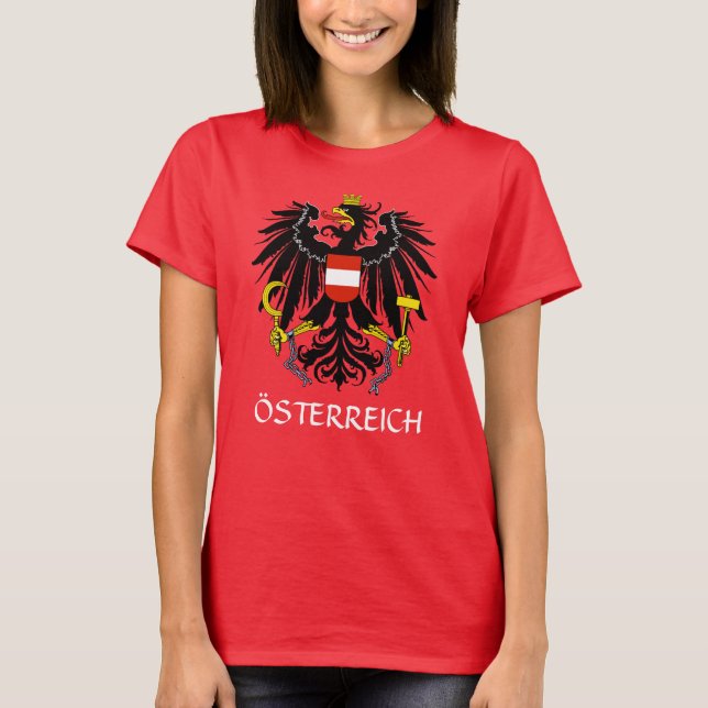 RED Austria Coat of Arms "Österreich" T-Shirt  (Front)