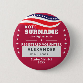 RED Authorized Volunteer 2026 Midterm Elections ID Button