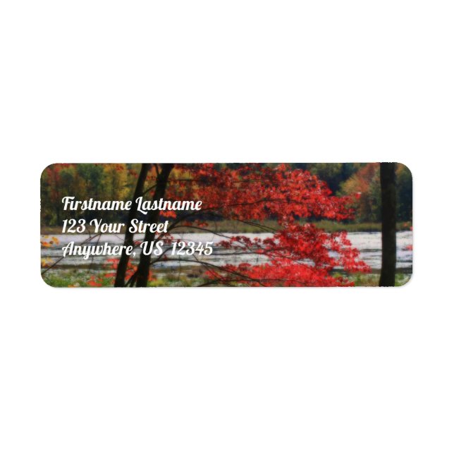 Red Autumn Foliage Marsh Orton Effect Address Label (Front)