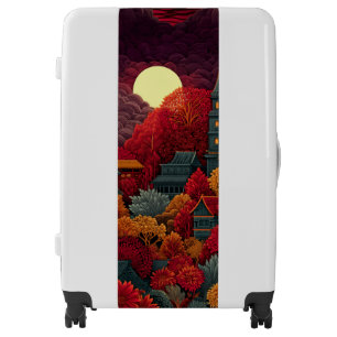 Red Autumn Forest & Full Moon Traditional Luggage