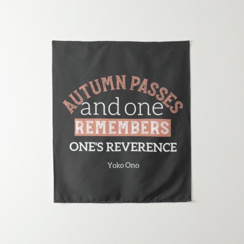 Red Autumn Inspirational Quotes and Pattern Black Tapestry