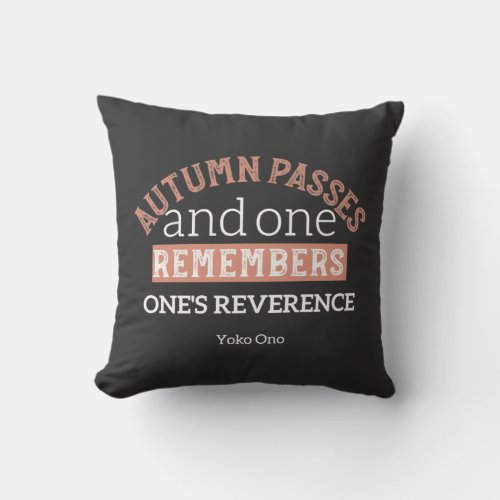 Red Autumn Inspirational Quotes and Pattern Black Throw Pillow