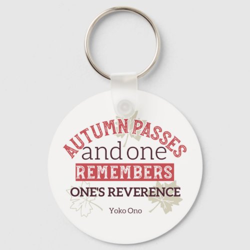 Red Autumn Inspirational Quotes and Pattern White Keychain