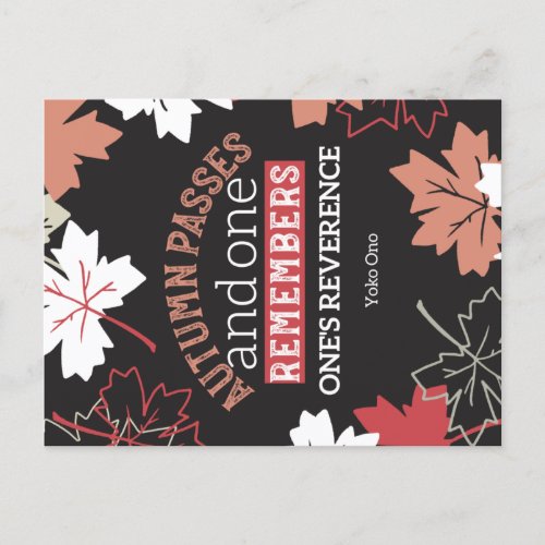 Red Autumn Inspirational Quotes Black Hor Postcard