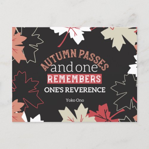 Red Autumn Inspirational Quotes Black Postcard