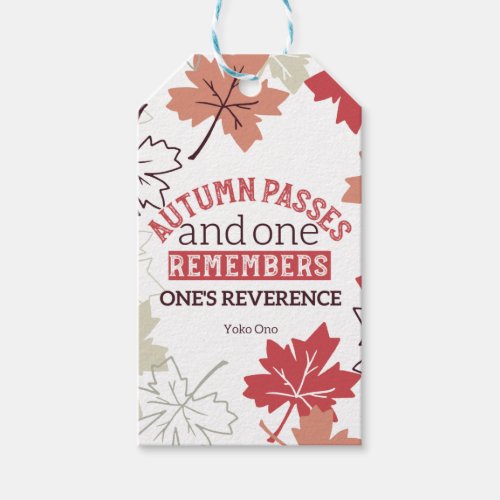Red Autumn Inspirational Quotes White Gift Tags