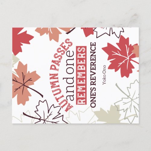 Red Autumn Inspirational Quotes White Hor Postcard