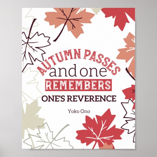 Red Autumn Inspirational Quotes White Hor Poster