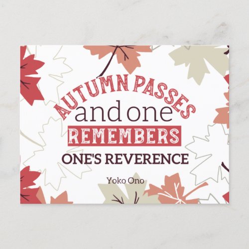 Red Autumn Inspirational Quotes White Postcard