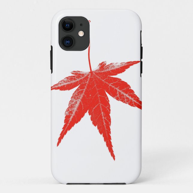 Red autumn leaf on white Case-Mate iPhone case (Back)