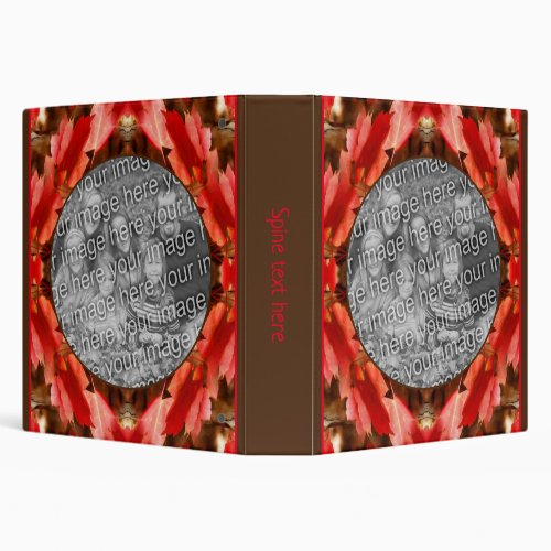 Red Autumn Leaves Nature Frame Add Your Photo 3 Ring Binder