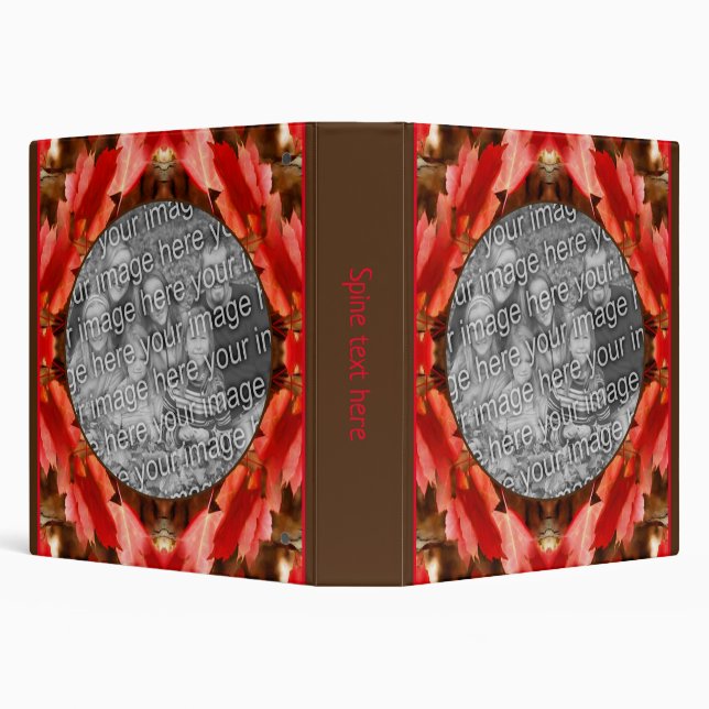 Red Autumn Leaves Nature Frame Add Your Photo 3 Ring Binder (Background)