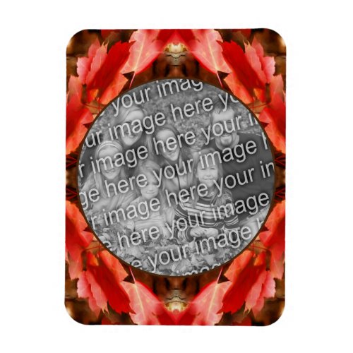 Red Autumn Leaves Nature Frame Add Your Photo Magnet