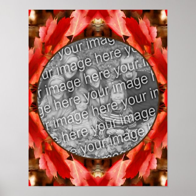 Red Autumn Leaves Nature Frame Add Your Photo Poster (Front)