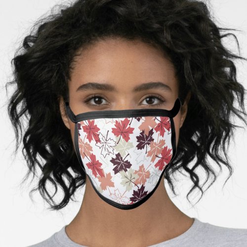  Red Autumn Leaves Pattern Face Mask