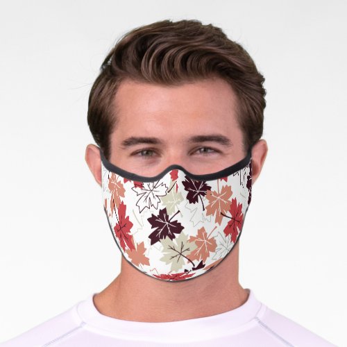 Red Autumn Leaves Pattern Premium Face Mask