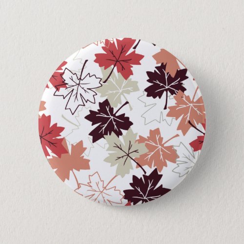 Red Autumn Leaves Pattern White Button