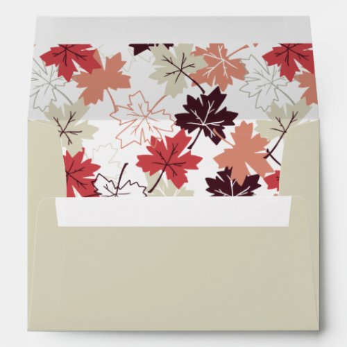 Red Autumn Leaves Pattern White Envelope