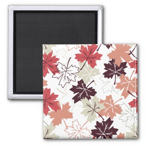 Red Autumn Leaves Pattern White Magnet